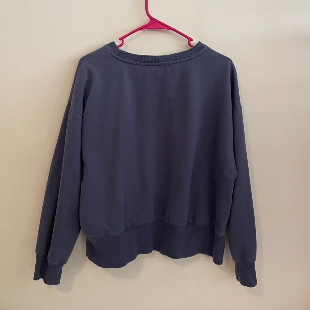 RDI Oversized Crop Pullover Crewneck Sweater Dusty Blue Womens Size Large - Picture 2 of 3